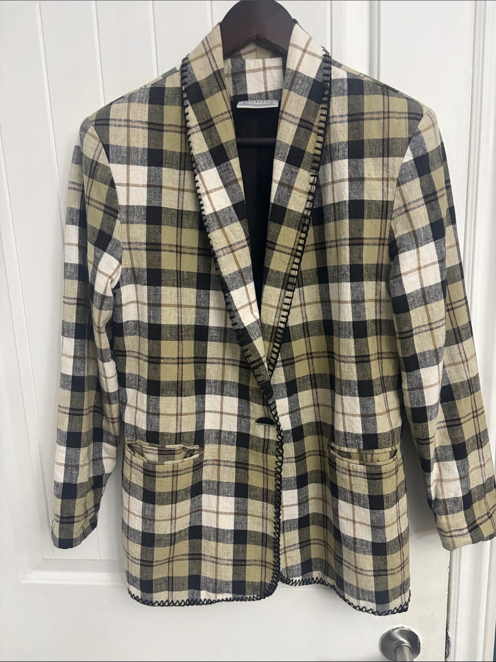 EMBLEM Vintage Plaid Linen Blazer